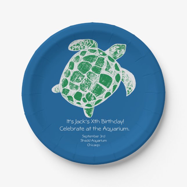 Batik Sea Turtle Kids Birthday Party Paper Plates. Plates (Front)