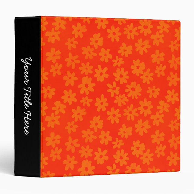 Batik Style Floral (1.5in) Shades of Orange 3 Ring Binder (Front/Spine)