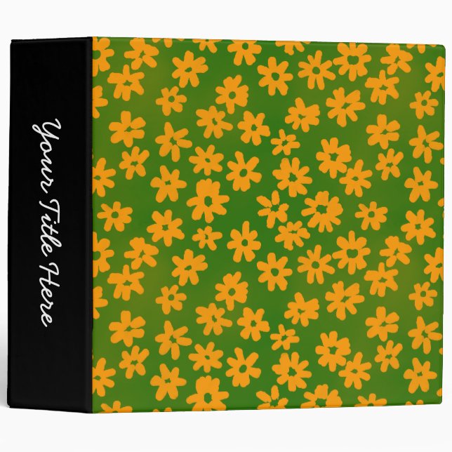 Batik Style Floral (2in) Orange and Green Binder (Front/Spine)