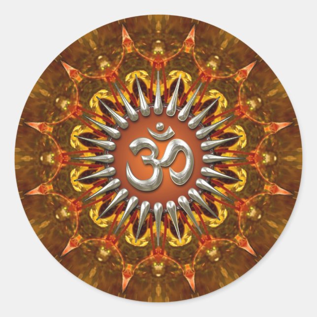 Batik Sun Om (Aum) Symbol Sticker (Front)