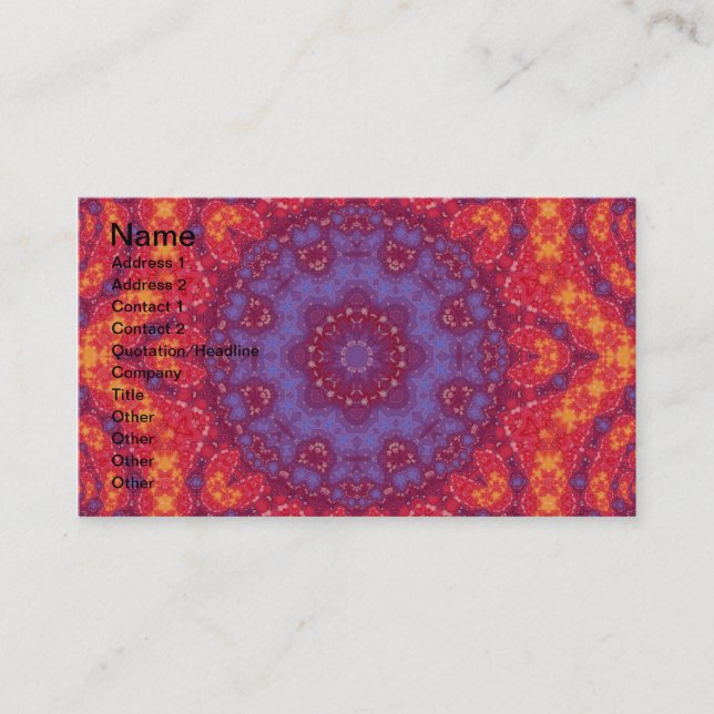Batik Sunset Watercolor Mandala Business Card (Front)