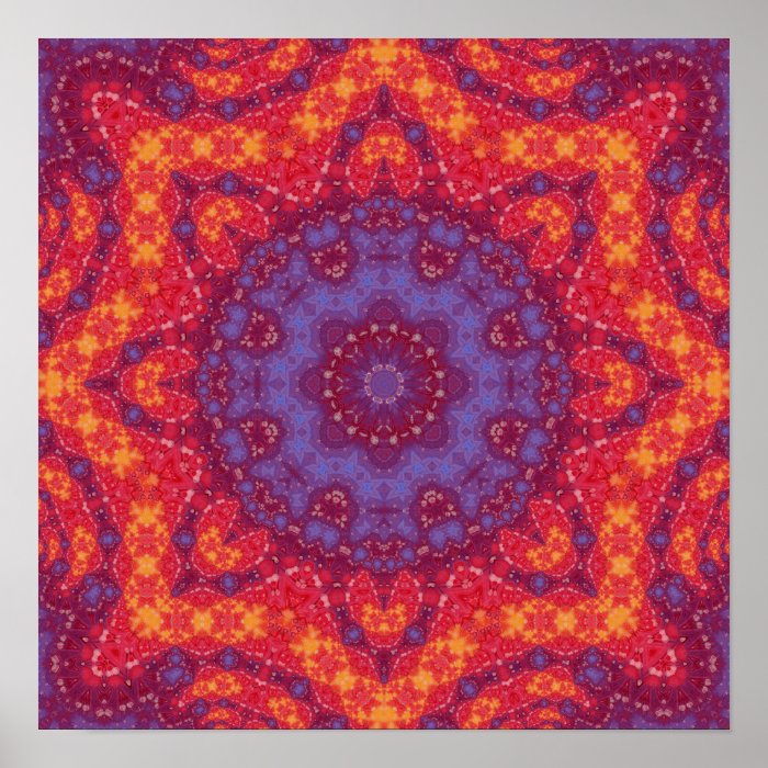 Batik Sunset Watercolor Mandala Poster