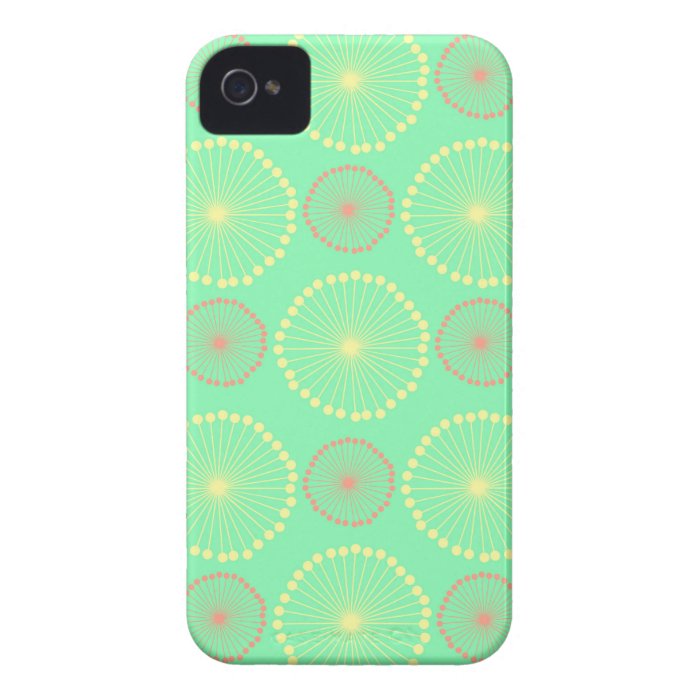 Batik tribal girly floral chic green dots pattern iPhone 4 case