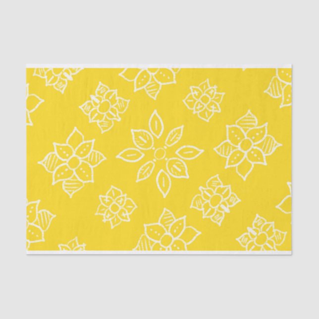 Batik Yellow Floral Tissue Paper (Front)