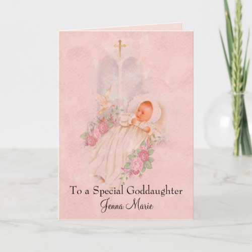 Batismal Baby Girl Christening Goddaughter Card