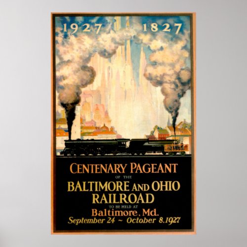 Batlimore Ohio Railroad Centenary Vintage Travel Poster