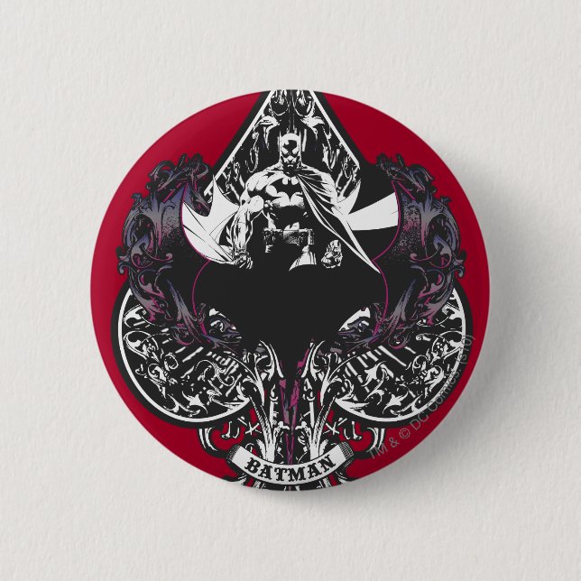 Batman Ace of Spaces Gothic Crest Button (Front)