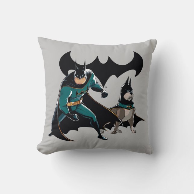 Batman & Ace Throw Pillow (Front)