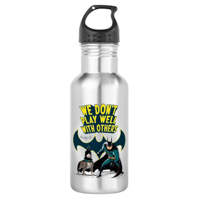 Batman & Ace - We Don't Play Well With Others Stainless Steel Water Bottle (Front)