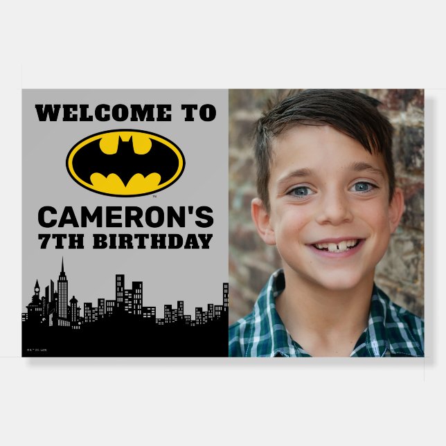 Batman  | Add Name & Photo Birthday Sign (Front)