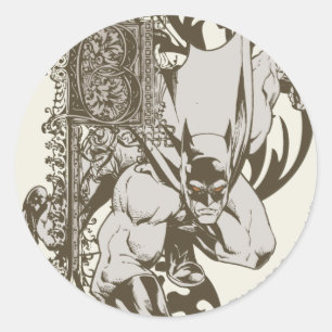Batman and Decorated Letter B Classic Round Sticker