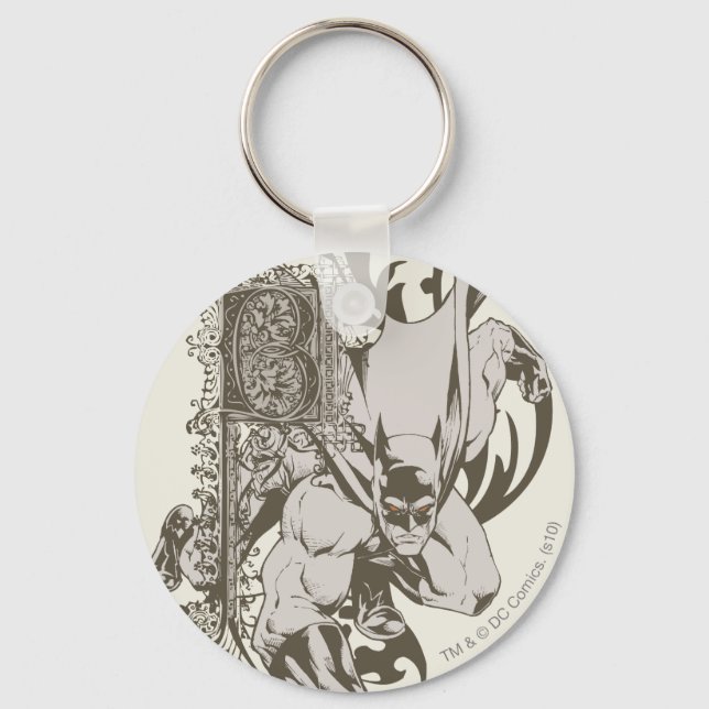 Batman and Decorated Letter B Keychain (Front)