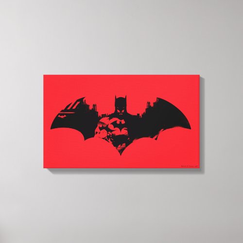 Batman and Gotham Silhouette Bat Logo Canvas Print