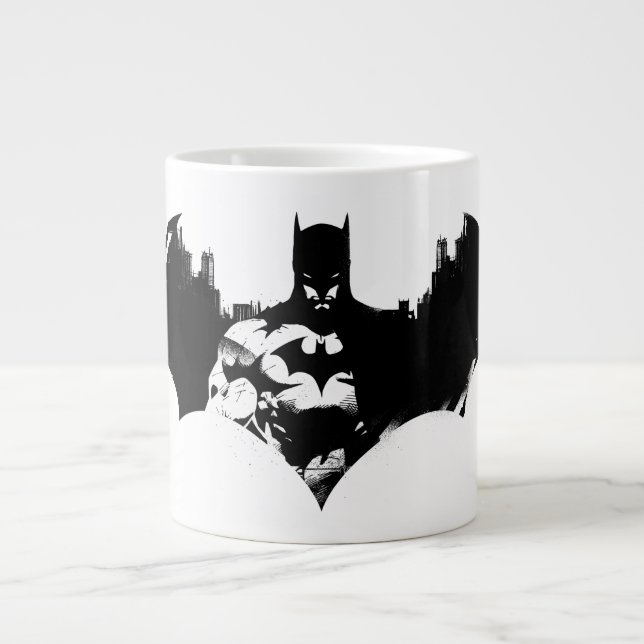 Batman and Gotham Silhouette Bat Logo Giant Coffee Mug (Front)
