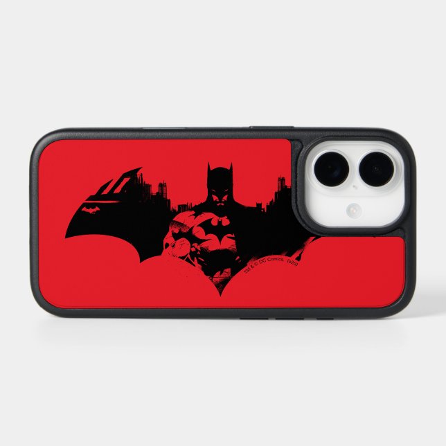 Batman and Gotham Silhouette Bat Logo Otterbox iPhone Case (Back Horizontal)