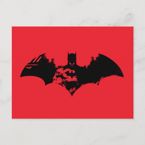 Batman and Gotham Silhouette Bat Logo Postcard