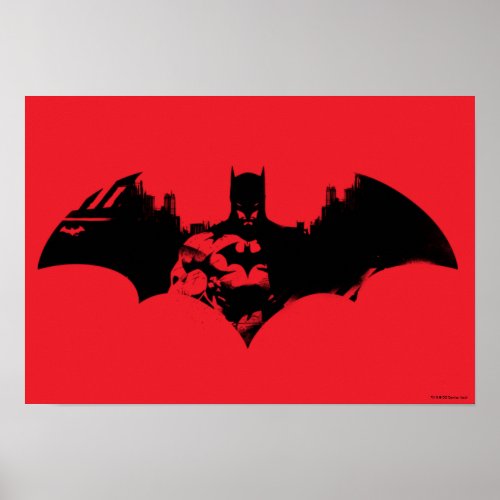 Batman and Gotham Silhouette Bat Logo Poster