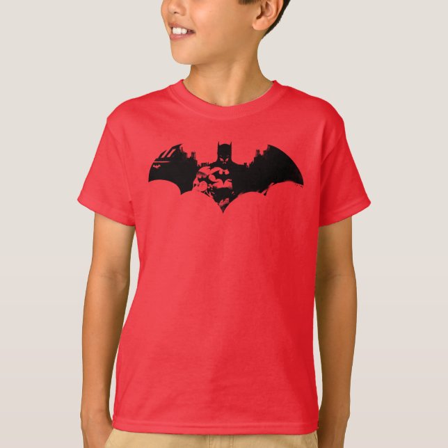 Batman and Gotham Silhouette Bat Logo T-Shirt (Front)