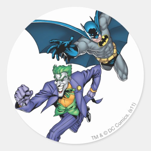 Batman and Joker with gun Classic Round Sticker