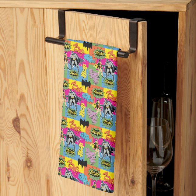 Batman and Robin | Action Handshake Pattern Kitchen Towel (Thirds Fold)