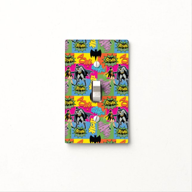 Batman and Robin | Action Handshake Pattern Light Switch Cover (In Situ)