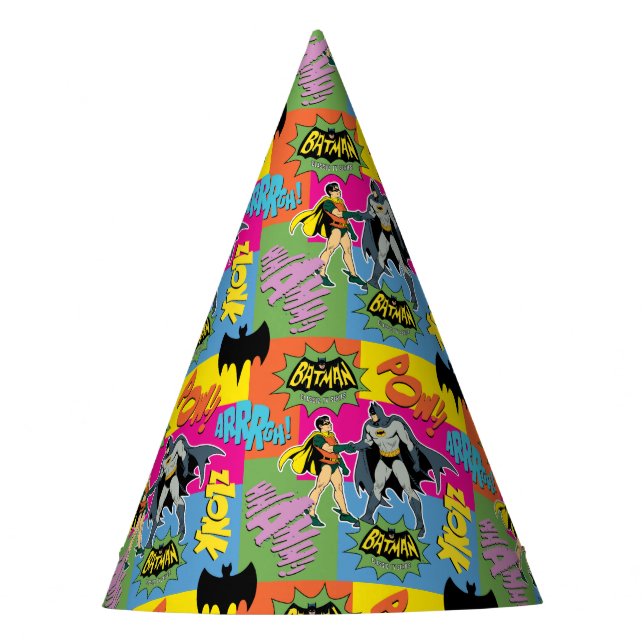 Batman and Robin | Action Handshake Pattern Party Hat (Front)