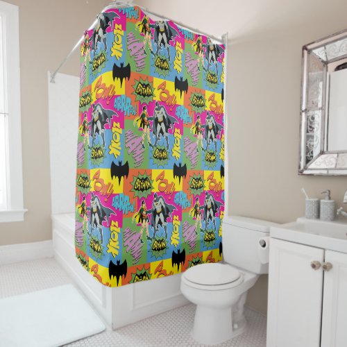 Batman and Robin  Action Handshake Pattern Shower Curtain