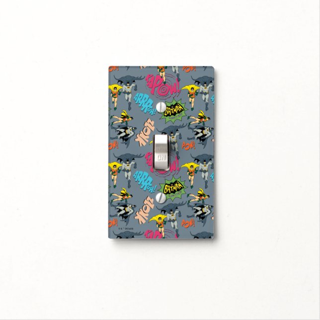 Batman And Robin Action Pattern Light Switch Cover (In Situ)