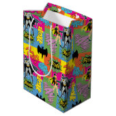 Batman And Robin Action Pattern Medium Gift Bag (Back Angled)