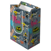 Batman And Robin Action Pattern Medium Gift Bag (Back Angled)