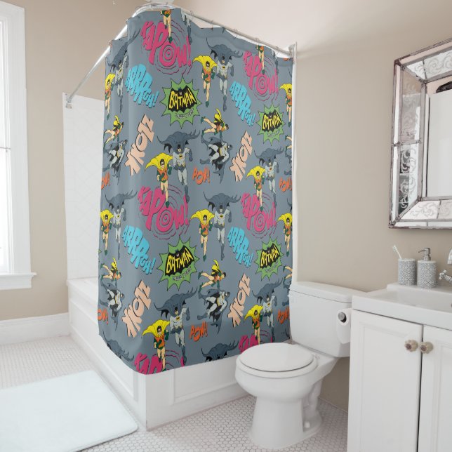 Batman And Robin Action Pattern Shower Curtain (In Situ)