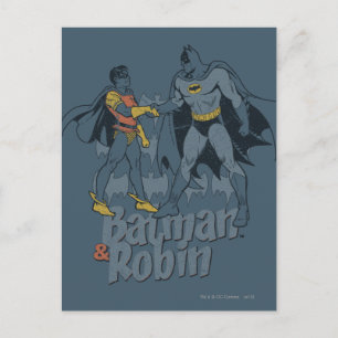 Batman And Robin Distressed Graphic Postcard