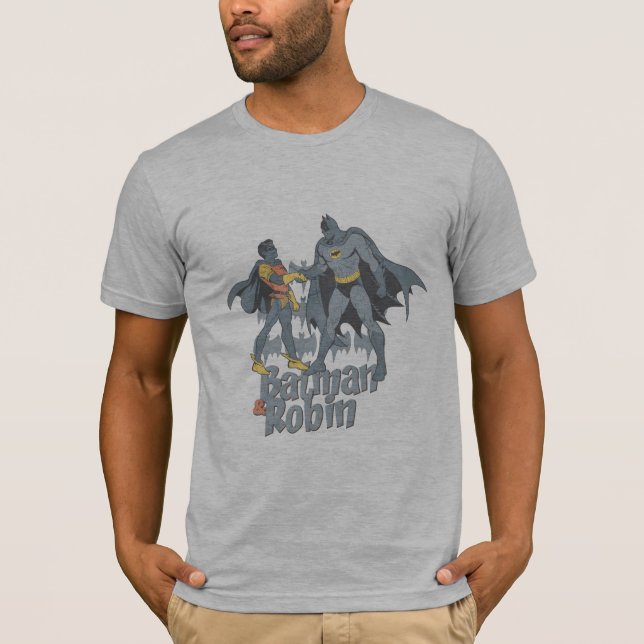 Batman And Robin Distressed Graphic T-Shirt (Front)
