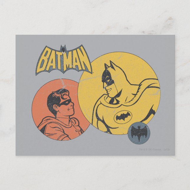 Batman And Robin Graphic - Distressed Postcard (Front)