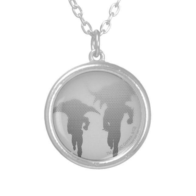 Batman And Robin Halftone Gradient Silver Plated Necklace (Front)