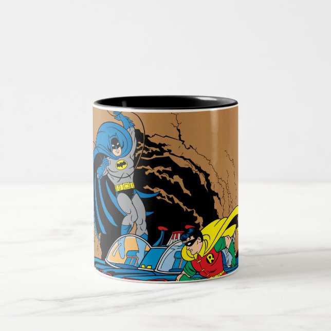 Batman And Robin In Batcave Two-Tone Coffee Mug (Center)