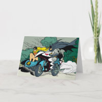 Batman And Robin In Batcycle Card