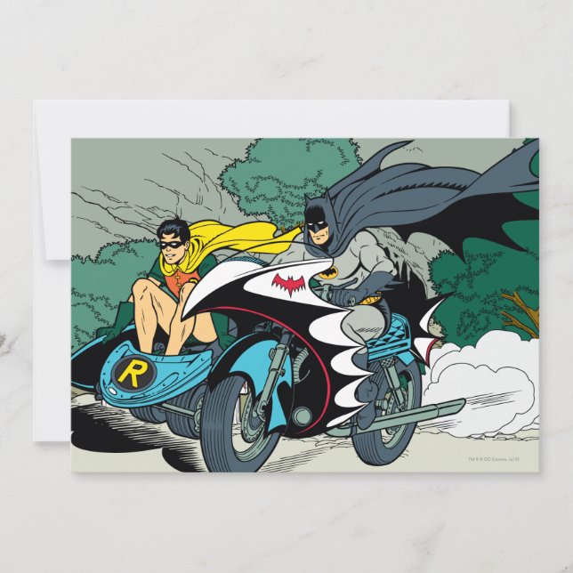 Batman And Robin In Batcycle Invitation (Front)