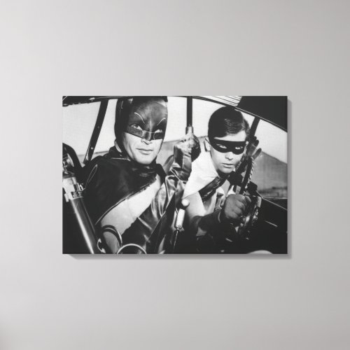 Batman and Robin In Batmobile Canvas Print