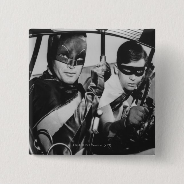 Batman and Robin In Batmobile Pinback Button (Front)