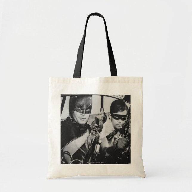 Batman and Robin In Batmobile Tote Bag (Front)