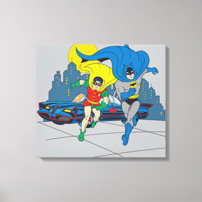 Batman And Robin Running Canvas Print (Front)