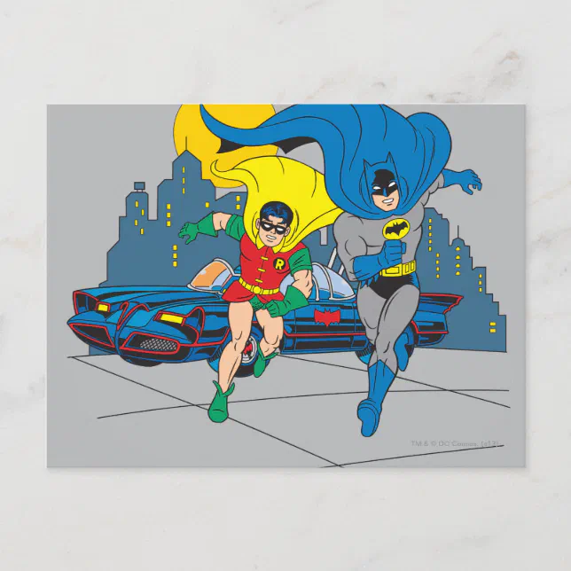 Batman And Robin Running Postcard | Zazzle