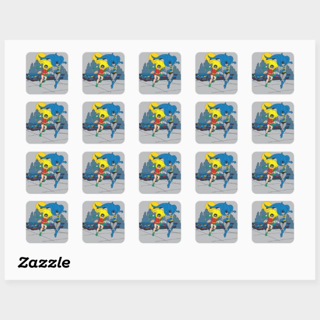 Batman And Robin Running Square Sticker | Zazzle