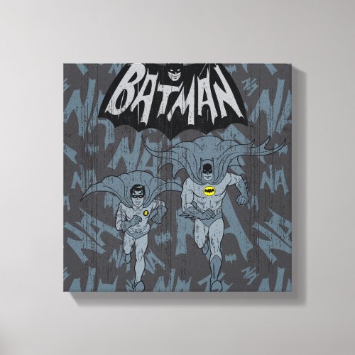 Batman And Robin With Logo Distressed Graphic Canvas Print