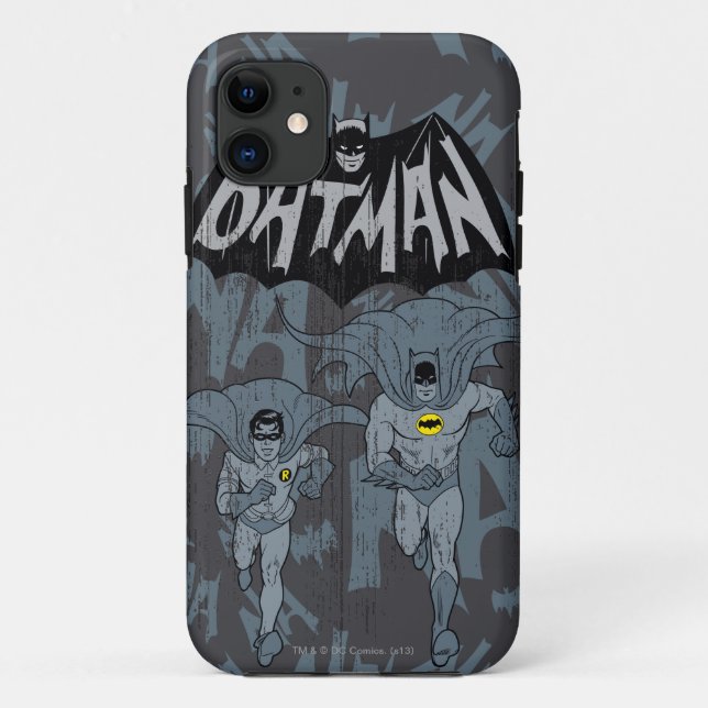 Batman And Robin With Logo Distressed Graphic Case-Mate iPhone Case (Back)