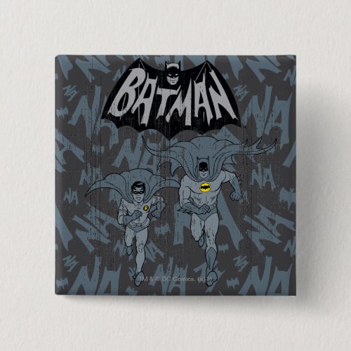 Batman And Robin With Logo Distressed Graphic Pinback Button