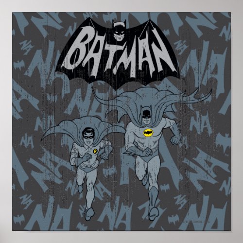 Batman And Robin With Logo Distressed Graphic Poster