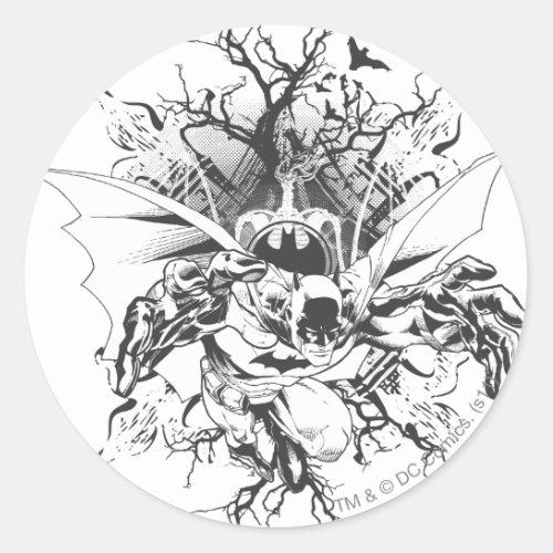 Batman and tree design classic round sticker