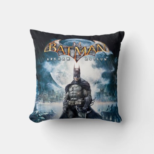 Batman Arkham Asylum  Game Cover Art Throw Pillow